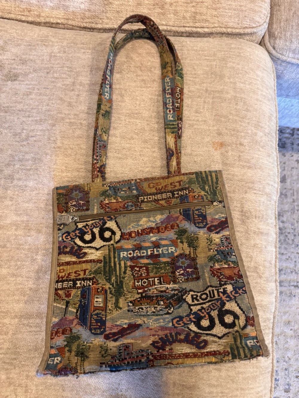 Jade Tapestry Shoulder Bag in Beige, Green, Blue, Brown